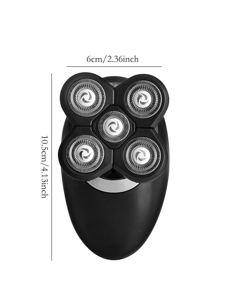 LCD Display Men's Electric Shaver, Beard Trimmer with 5D Floating Five Blades (Silver) - Image 2