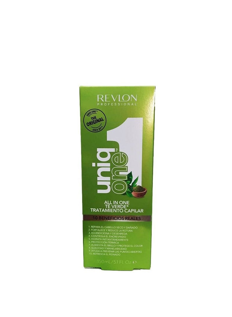 Revlon Professional - Revlon Professional Uniq One All-In-One Hair Treatment, Green Tea, 150ml – 10 Real Benefits for Dry & Damaged Hair, Nourishing Leave-In Spray - Image 1