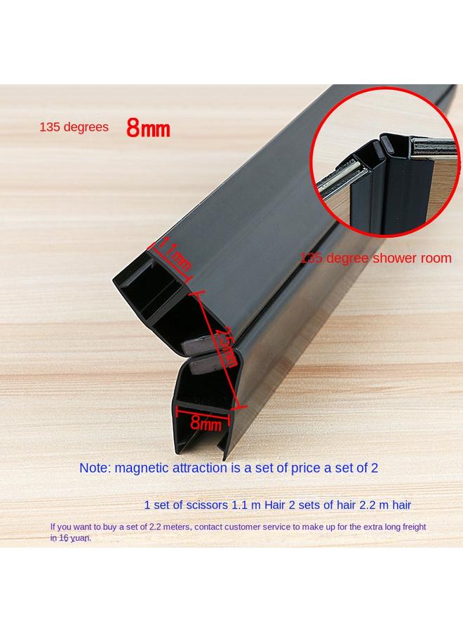 Bluejw Special Thick Shower Room Water Barrier Magnetic Door Gap Wind Barrier Waterproof Strip Bathroom Glass Door Sealing Strip Anti-collision Black - Image 1