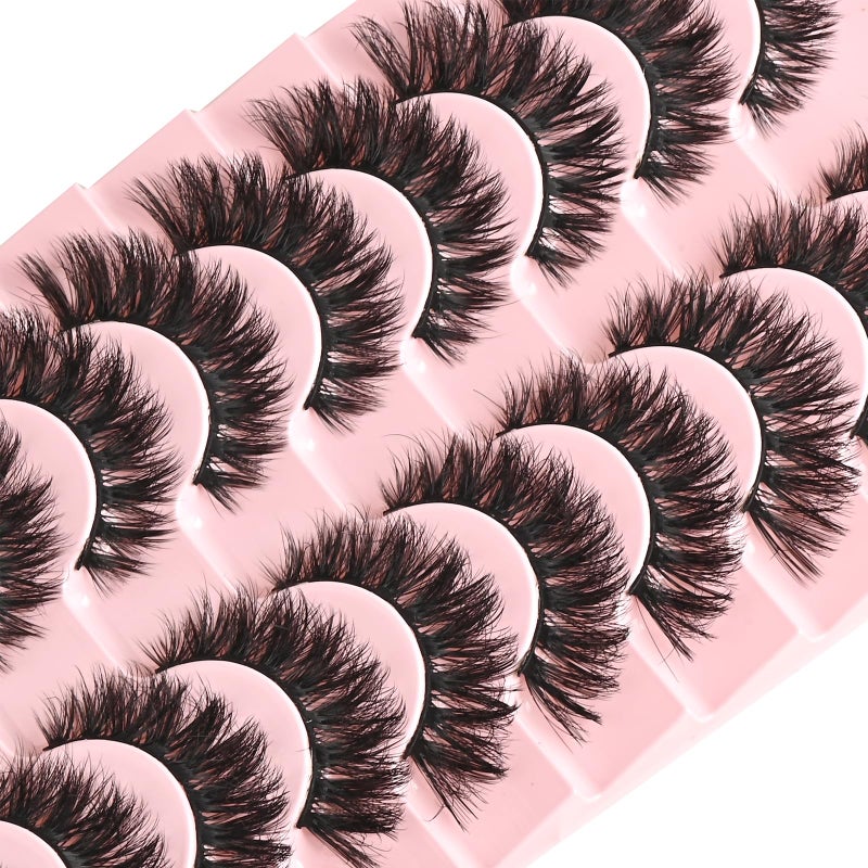 FARRED False Lashes Wispy Natural Strip Eyelashes 14mm Cat Eye Mink Lash Strips Full Volume Fake Cateye Eyelash Pack Natural Look 10 Pairs Short Thick Fluffy PestaÃ±as Postizas for Women - Image 5