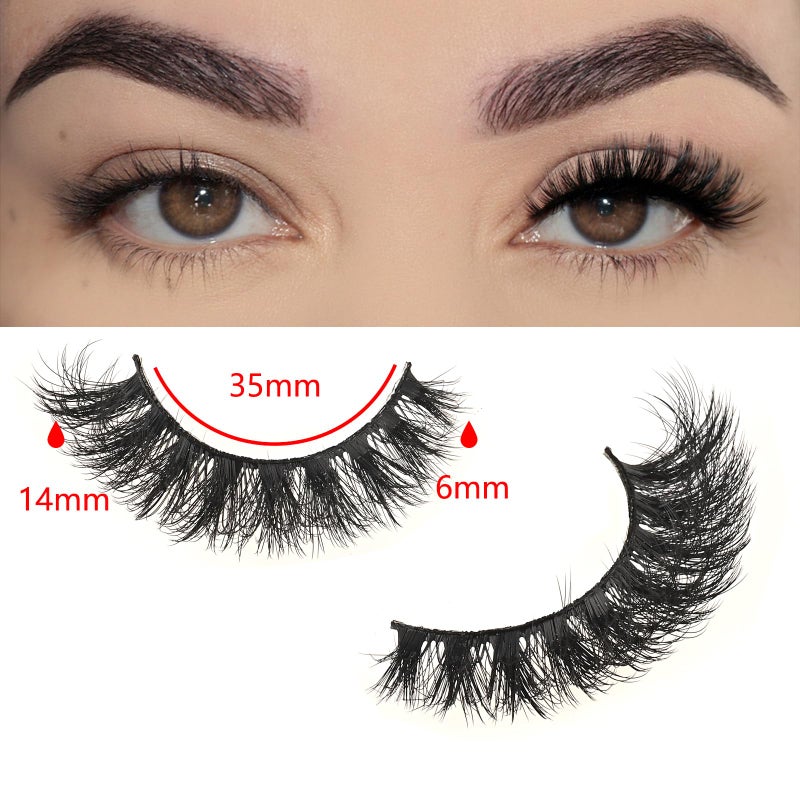FARRED False Lashes Wispy Natural Strip Eyelashes 14mm Cat Eye Mink Lash Strips Full Volume Fake Cateye Eyelash Pack Natural Look 10 Pairs Short Thick Fluffy PestaÃ±as Postizas for Women - Image 2