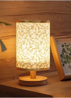 Arabest Table Lamp,Bedside Lamps USB Ports,Solid Wood Nightstand Lamp with beige Fabric Shade Perfect for Bedroom,Living Room,Study Room Three Color Remote Control Dimming+Timing  - Image 1