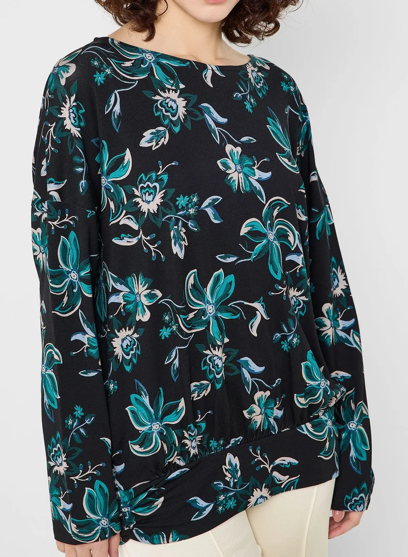 Wallis Floral Printed Hem Detail Top