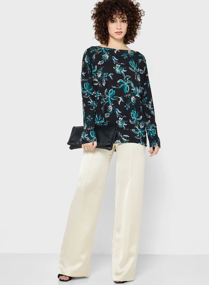 Wallis Floral Printed Hem Detail Top