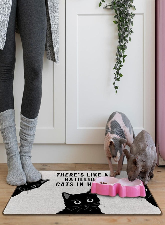 Tzhim Funny Black Cat Door Mat, Black Cat Front Door Mat Outside Indoor Entrance, Funny Kitty Kitten Decorative Outdoor Doormats for Home Bedroom House Entryway, 17x29in - Image 4