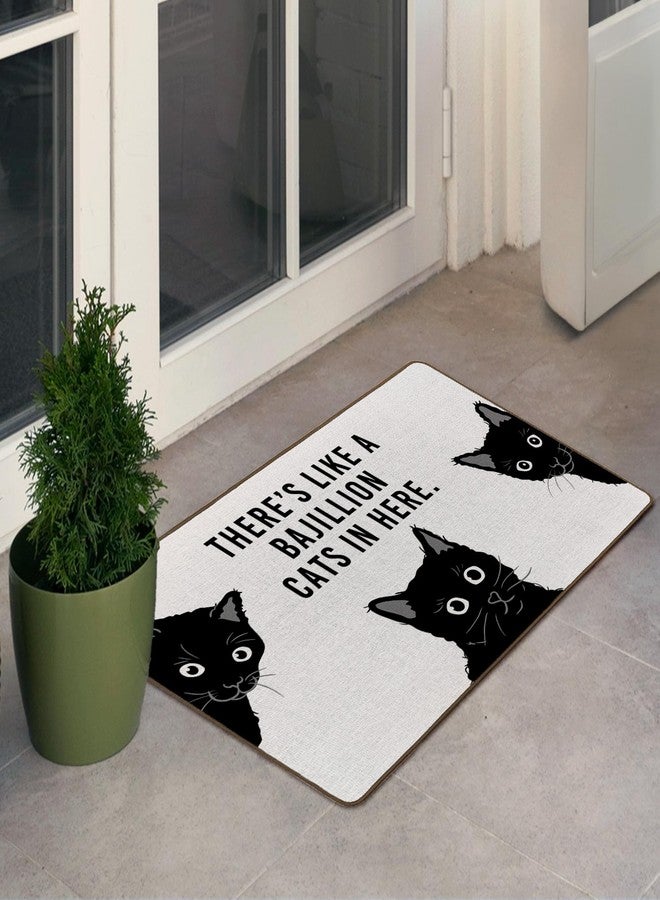 Tzhim Funny Black Cat Door Mat, Black Cat Front Door Mat Outside Indoor Entrance, Funny Kitty Kitten Decorative Outdoor Doormats for Home Bedroom House Entryway, 17x29in - Image 5