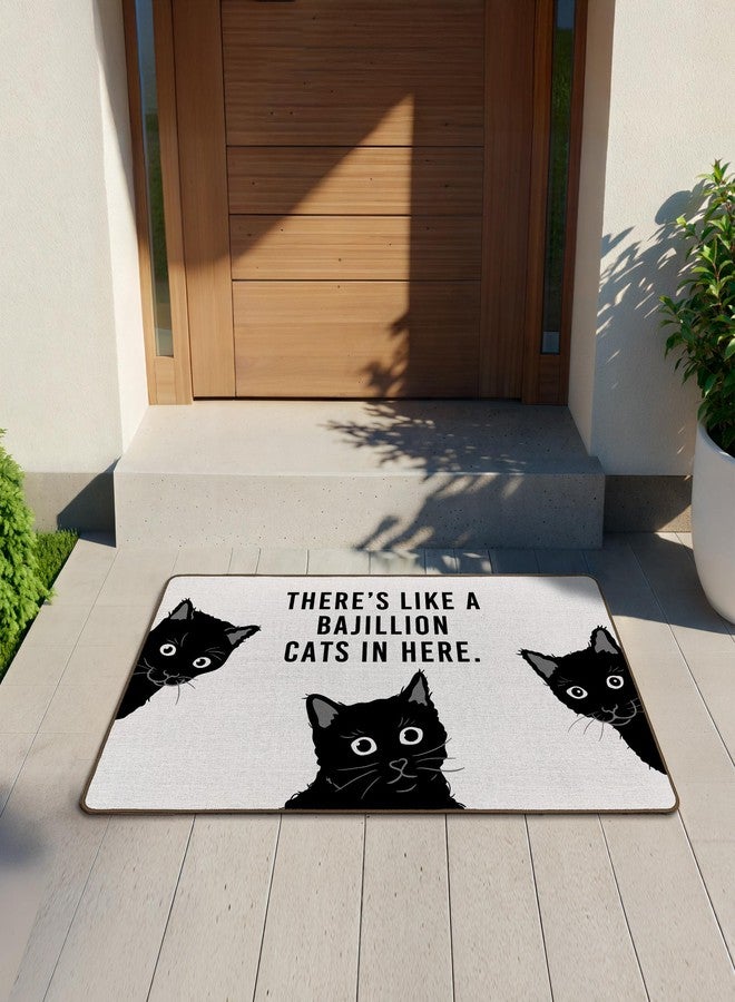 Tzhim Funny Black Cat Door Mat, Black Cat Front Door Mat Outside Indoor Entrance, Funny Kitty Kitten Decorative Outdoor Doormats for Home Bedroom House Entryway, 17x29in - Image 2