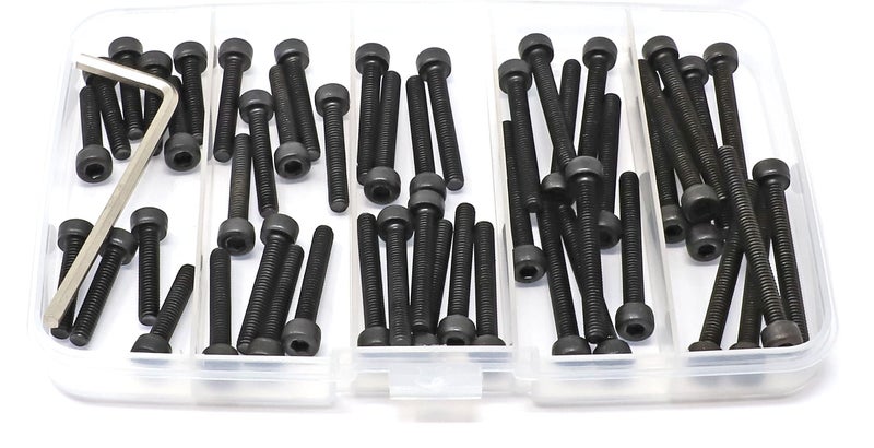 iexcell 50 Pcs M4 x 20/25/30/35/40 Alloy Steel 12.9 Grade Hex Socket Head Cap Screws Bolts Assortment Kit, Black Oxide Finish - Image 2