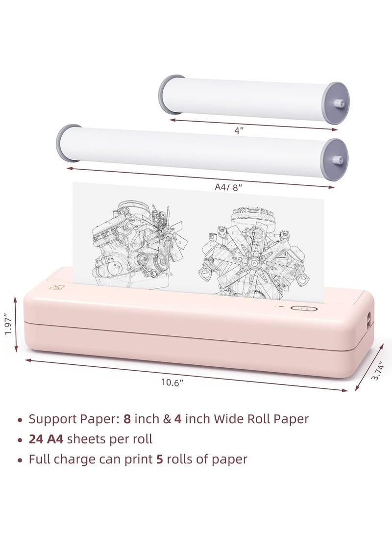اتش بي ار تي طابعات سفر محمولة MT810 - طابعة حرارية مدمجة للاستخدام المنزلي بدون حبر - لفة ورق طباعة محمولة للسيارة والمكتب - طابعة بلوتوث لاسلكية متوافقة مع جوالات اي او اس واندرويد واللاب توب - Image 2