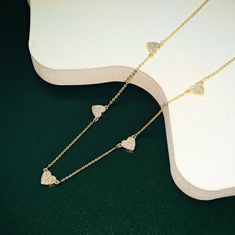 Zeffy CZ Heart Choker 14K Gold Plated Dainty Heart Diamond Charms Necklace Minimalist Trendy Jewelry Gift for Women - Image 5