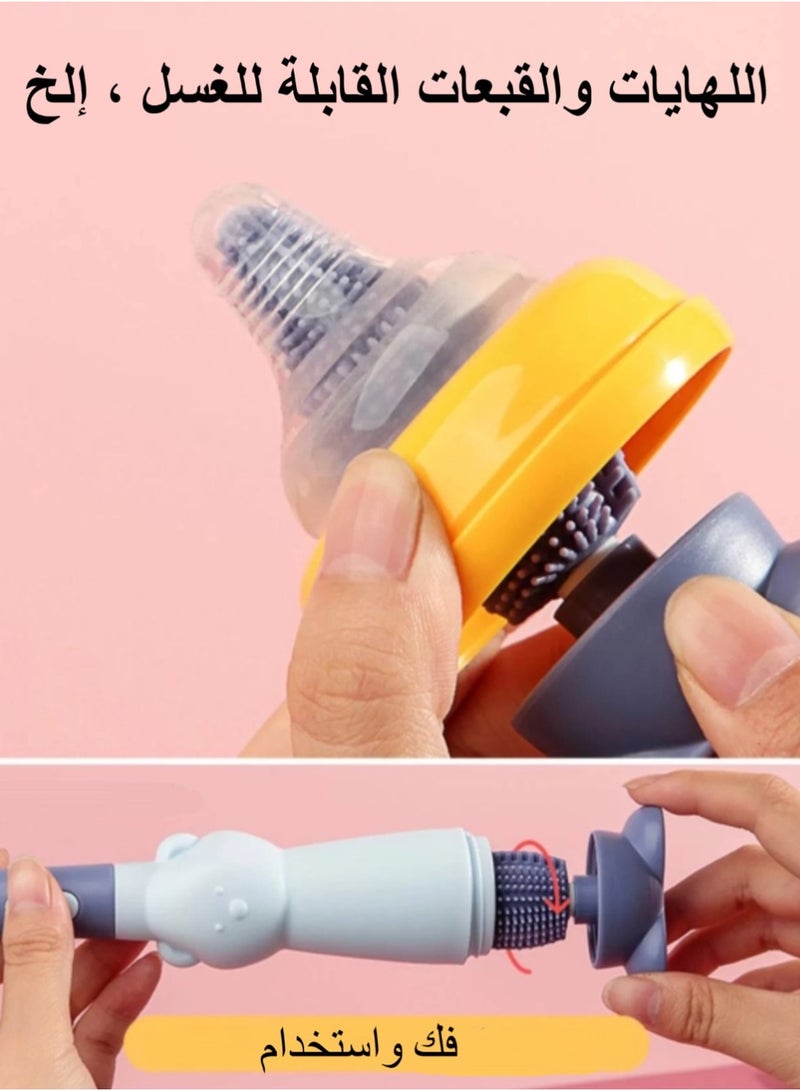 3-in-1 Multifunctional Bottle Brush and Nipple Brush Set, Cup Brush, Portable Bottle Cleaning Set, Equipped with a Removable Straw Brush for Bottles, Can Clean Water Bottles, Baby Bottles, Thermos Bottles, etc. Silicone Cleaning Head - Image 3