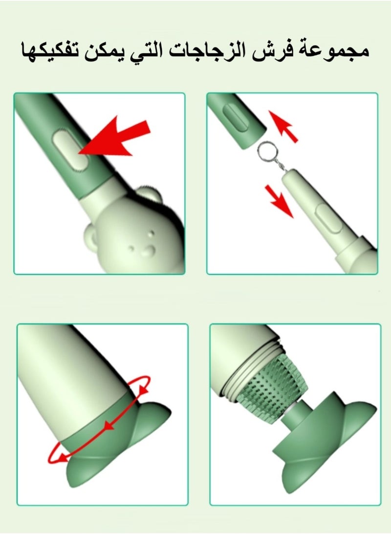 3-in-1 Multifunctional Bottle Brush and Nipple Brush Set, Cup Brush, Portable Bottle Cleaning Set, Equipped with a Removable Straw Brush for Bottles, Can Clean Water Bottles, Baby Bottles, Thermos Bottles, etc. Silicone Cleaning Head - Image 5