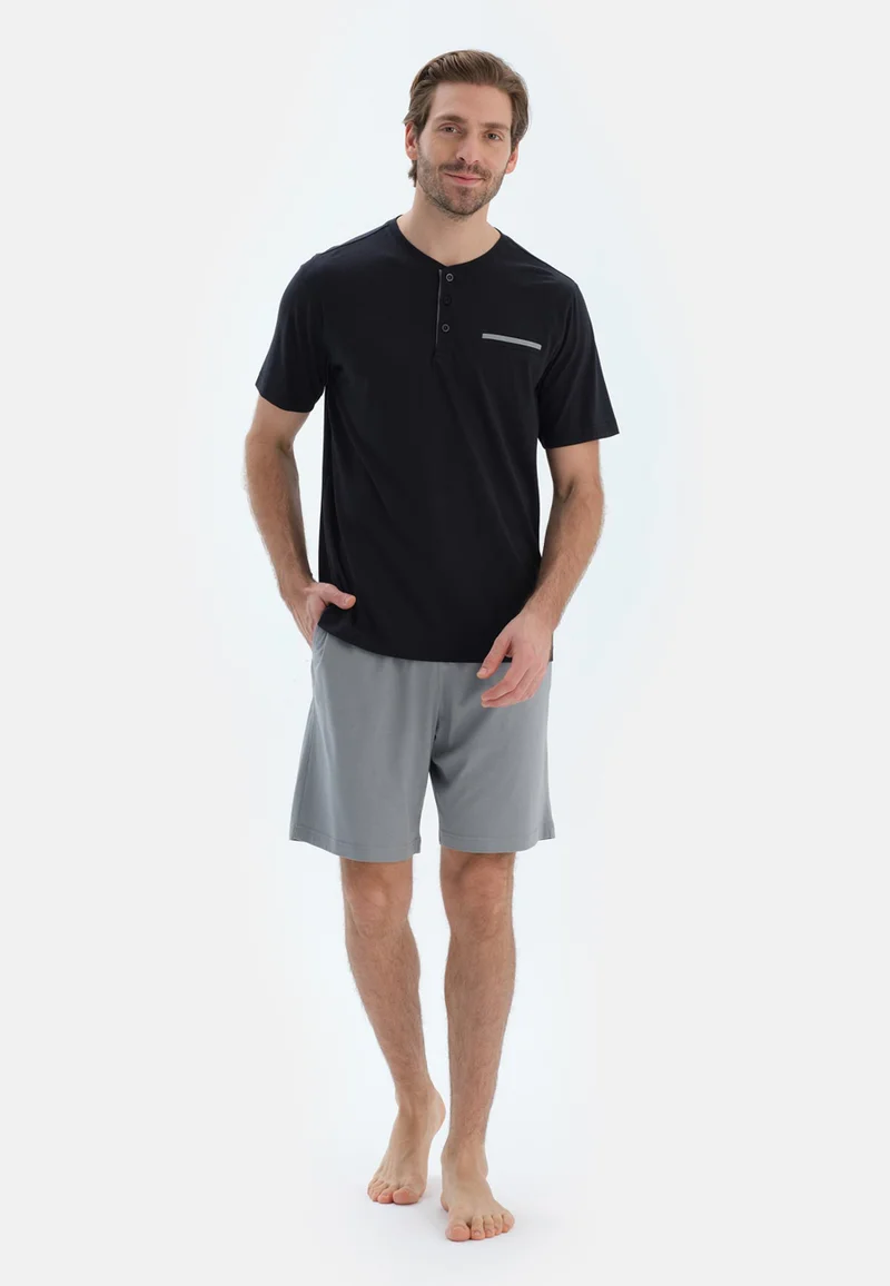 dagi Regular/Classic Fit T-shirt & Trousers & Shorts Pajama Sets Crew Neck Cotton Blend Sleepwear