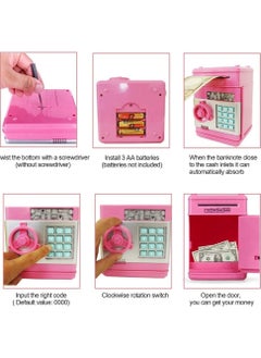 UKR UKR Electronic Piggy Bank for Girls (4-11 Years) – Pink ATM Money Bank with Password | Safe Coin Savings Box | Educational Financial Toy & Ideal Birthday Gift for Boys & Girls  - Image 3
