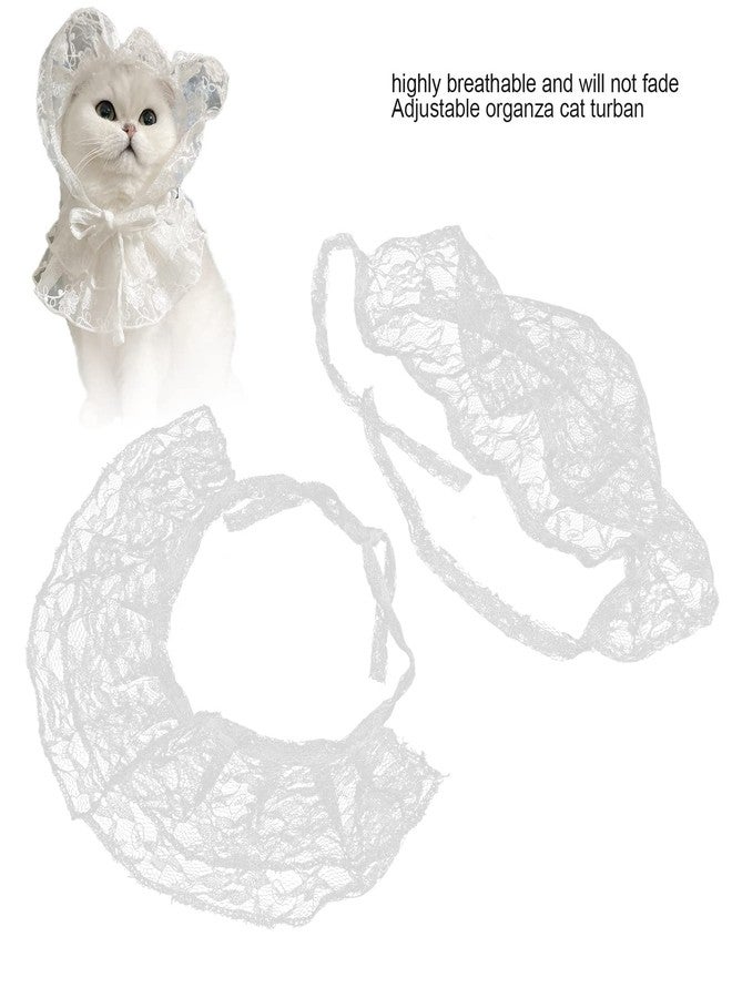 EVTSCAN Cute Lace Cat Bandana Adjustable Breathable Pet White Yarn Lace Bib Hat Suit for Pet Cats Dogs(S) - Image 3