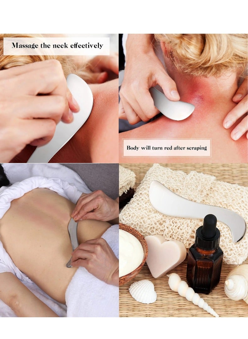 أونليماي فقط مجموعة أدوات مكشطة العضلات غواشا المصنوعة من الفولاذ المقاوم للصدأ 2 في 1، أداة أنسجة الندبة، أدوات العلاج الطبيعي، أداة كشط العضلات، مكشطة التدليك، أدوات IASTM، أداة تدليك الأنسجة الرخوة - Image 3