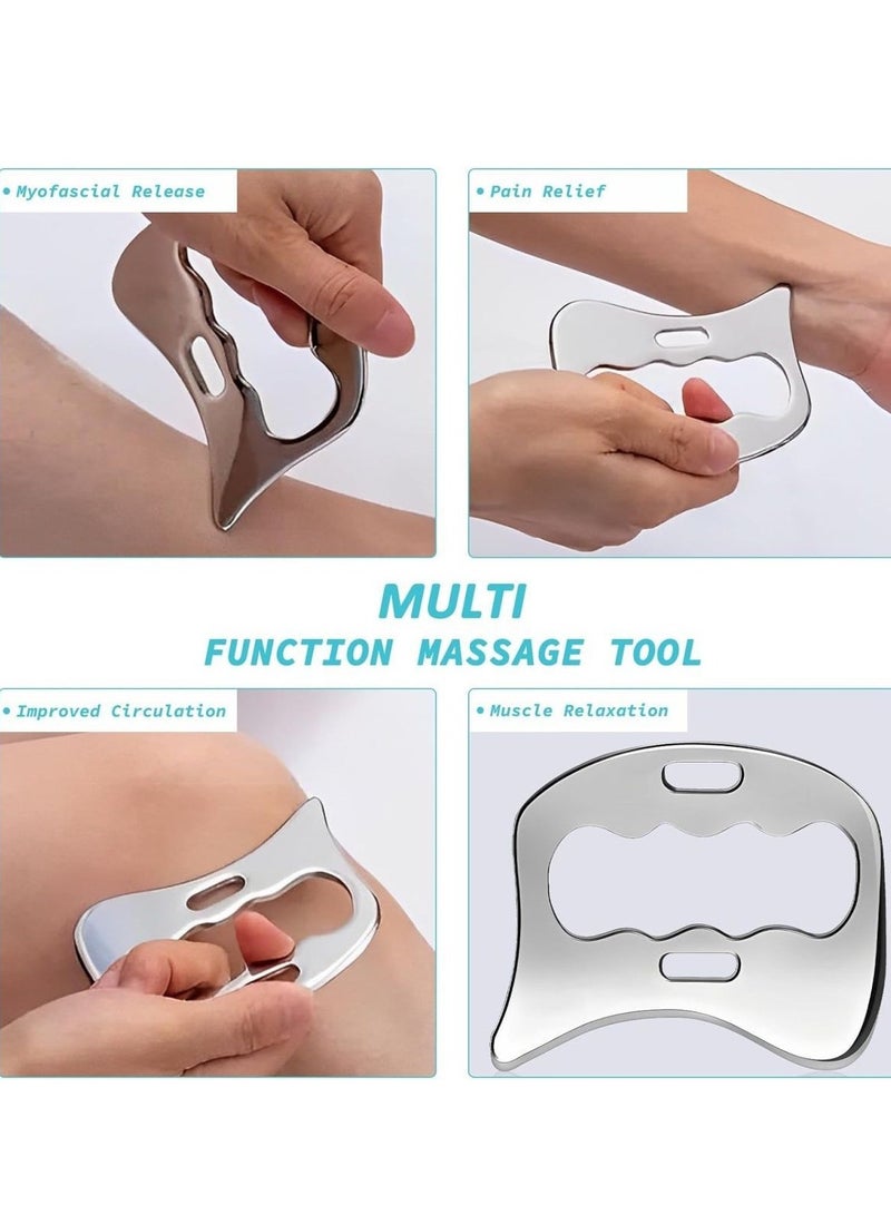 أونليماي فقط مجموعة أدوات مكشطة العضلات غواشا المصنوعة من الفولاذ المقاوم للصدأ 2 في 1، أداة أنسجة الندبة، أدوات العلاج الطبيعي، أداة كشط العضلات، مكشطة التدليك، أدوات IASTM، أداة تدليك الأنسجة الرخوة - Image 4