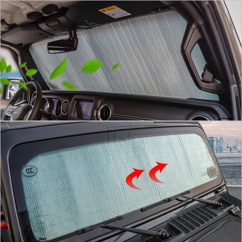 Azonee for Jeep Windshield Sunshade Window Sun Shade, Front windshield Sun Visor, for 2018-2022 Jeep Windshield Sunshade Sun Shade Heat Shield Sun Visor Mat - Image 3