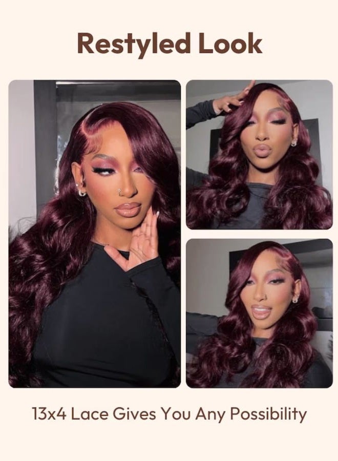 Unice Bye Knots 7X5 Pre Cut Lace Front Glueless Wig Black Cherry Layered Straight Human Hair Put On And Go Plucked Natural Hairline Bleached Invisible 180% Density 24 Inch - Image 4