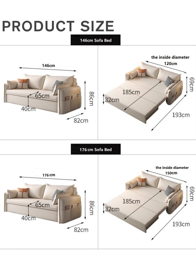 Organized Home Foldable Sofa Bed Dual-use Multi-Functional Small Apartment Living Room Double Technology Cloth Storage Sitting and Lying Pull-Out Internet Celebrity Off-White  - Image 5