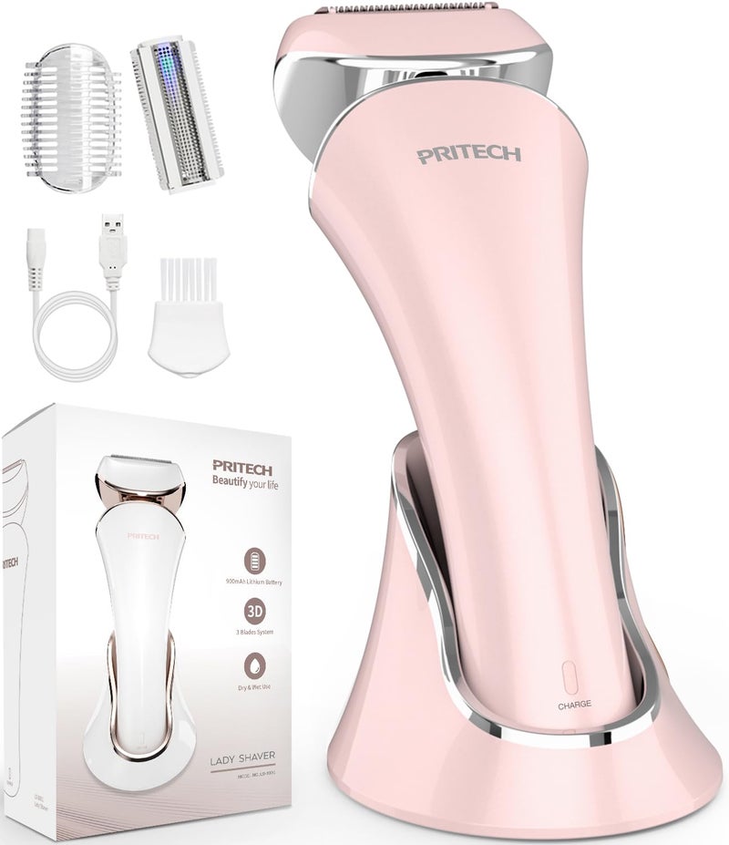 pritech Electric Razor for Women Rechargeable Wet Dry Electric Shaver for Women, Waterproof Lady Shaver for Legs Arm Underarm Bikini Public Body Razor with One Extra Foil Blade - Image 1