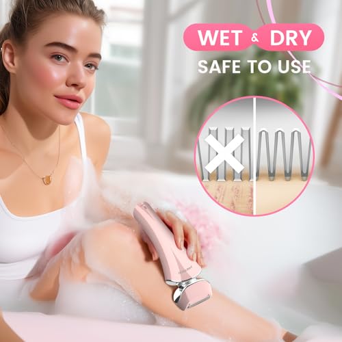 pritech Electric Razor for Women Rechargeable Wet Dry Electric Shaver for Women, Waterproof Lady Shaver for Legs Arm Underarm Bikini Public Body Razor with One Extra Foil Blade - Image 2