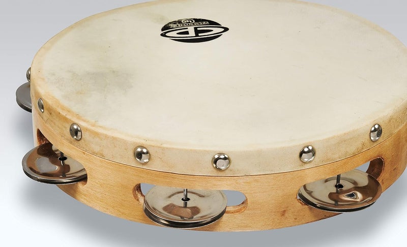 Latin Percussion CP378 8" Wood Tambourine with Head and Single Row Jingles - Image 3