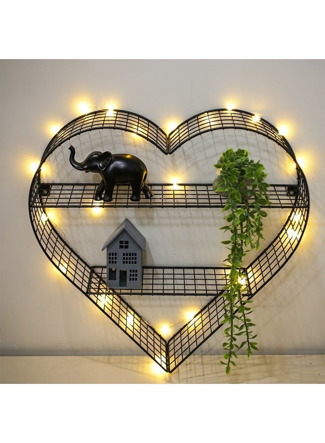 DANUBE HOME Avenue Heart Shape Wall Shelf - Stylish Grey Metal Living Room Decor, Ideal for Displaying Photos & Plants, Size: W26 x D13 x H60 cm - Unique Wall Shelves for Home