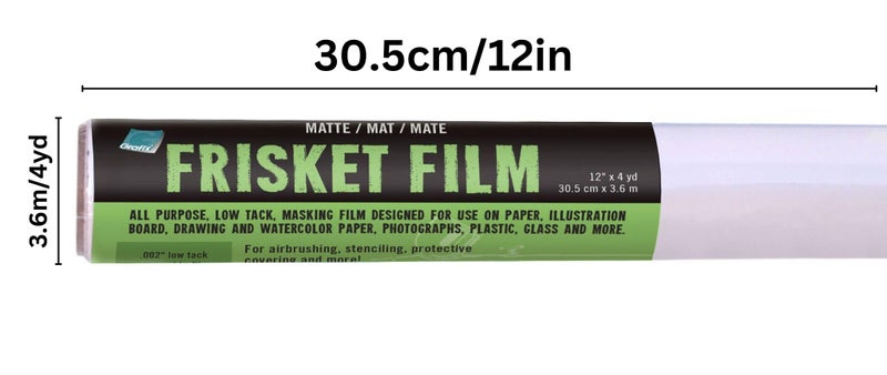 Grafix Frisket Film, Matte 12" x4 yds All Purpose Low Tack Self-Adhering Removeable Adhesive Film, for Airbrushing, Retouching, Stencils, Rubber Stamping, Watercolors, and Masking, Roll - Image 2