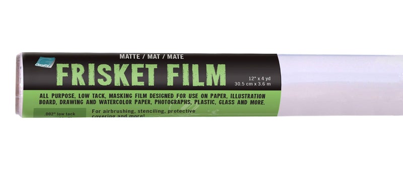 Grafix Frisket Film, Matte 12" x4 yds All Purpose Low Tack Self-Adhering Removeable Adhesive Film, for Airbrushing, Retouching, Stencils, Rubber Stamping, Watercolors, and Masking, Roll - Image 1