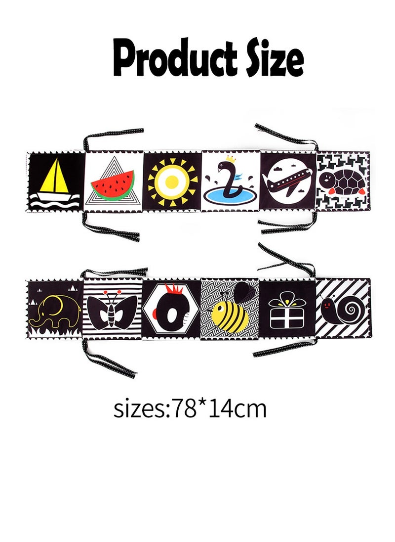 Beirui Black and White High Contrast Soft Book, Crib Surround Toys, Baby Tummy Time Toys , Washable, Baby Early Learning Toys, Animal Patterns, Biteable and Tearable  - Image 3