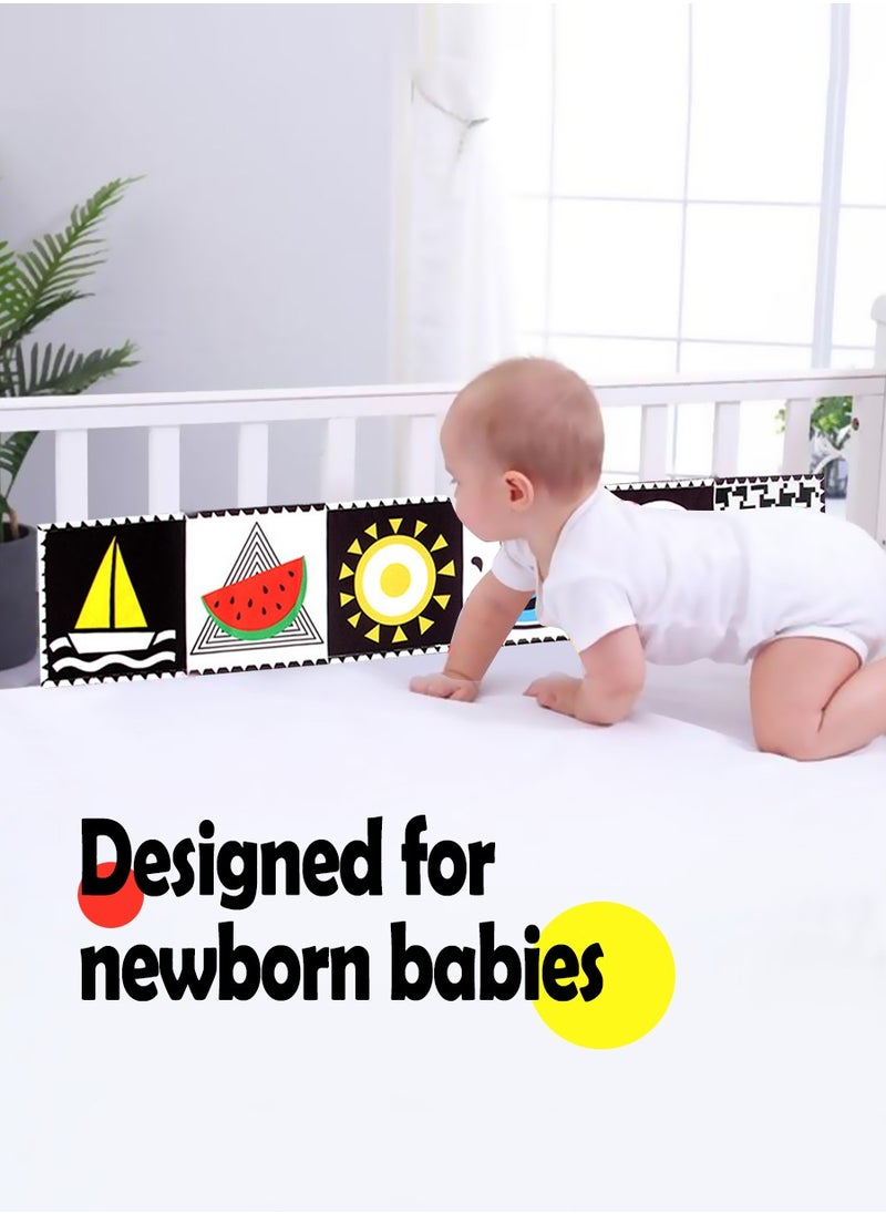 Beirui Black and White High Contrast Soft Book, Crib Surround Toys, Baby Tummy Time Toys , Washable, Baby Early Learning Toys, Animal Patterns, Biteable and Tearable  - Image 2