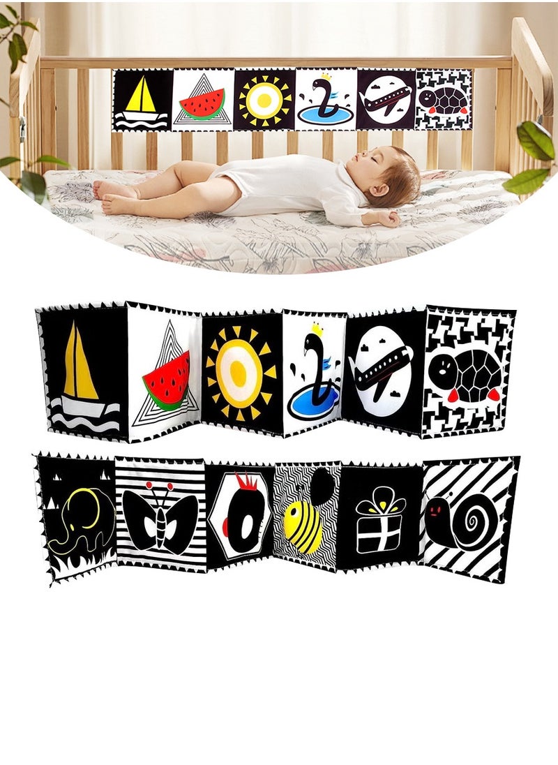 Beirui Black and White High Contrast Soft Book, Crib Surround Toys, Baby Tummy Time Toys , Washable, Baby Early Learning Toys, Animal Patterns, Biteable and Tearable  - Image 1