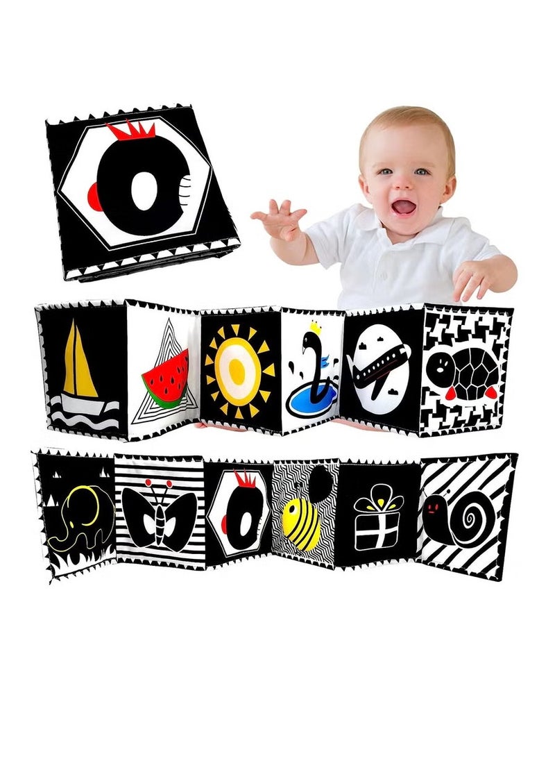 Beirui Black and White High Contrast Soft Book, Crib Surround Toys, Baby Tummy Time Toys , Washable, Baby Early Learning Toys, Animal Patterns, Biteable and Tearable  - Image 4