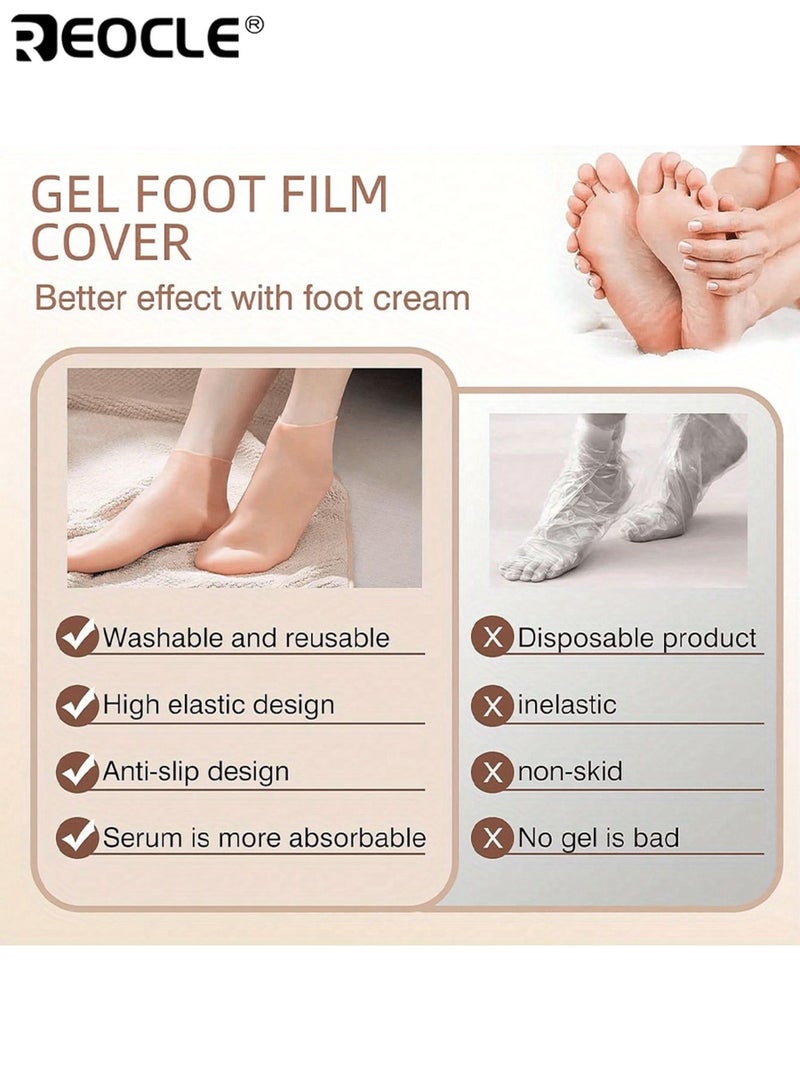 REOCLE 1 Pair Silicone Moisturizing Socks for Spa and Foot Relaxation Intensive Hydration Therapy for Dry Feet Cracked Heels and Rough Skin Softening for Home Spa Care - Image 4