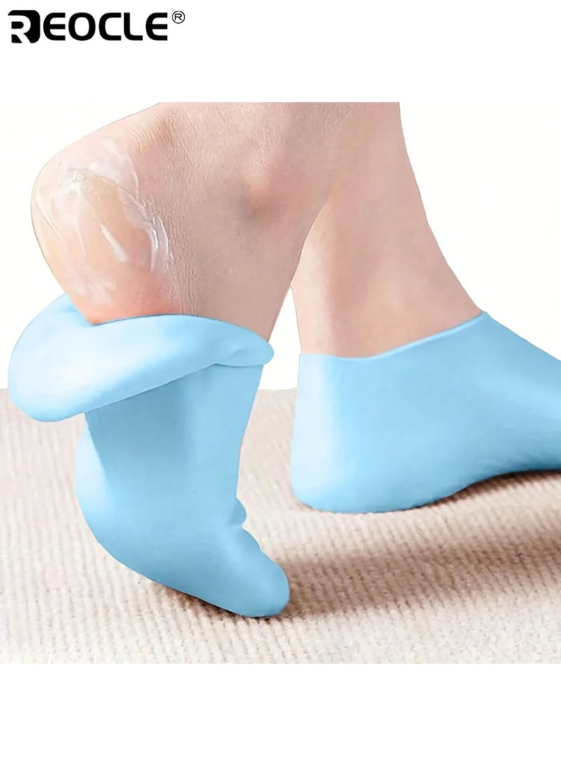 REOCLE 1 Pair Silicone Moisturizing Socks for Spa and Foot Relaxation Intensive Hydration Therapy for Dry Feet Cracked Heels and Rough Skin Softening for Home Spa Care - Image 2