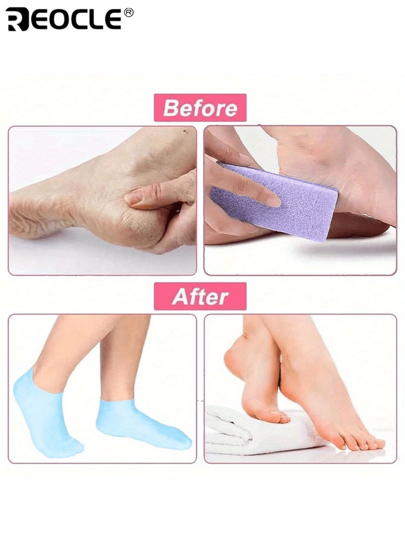 REOCLE 1 Pair Silicone Moisturizing Socks for Spa and Foot Relaxation Intensive Hydration Therapy for Dry Feet Cracked Heels and Rough Skin Softening for Home Spa Care - Image 5
