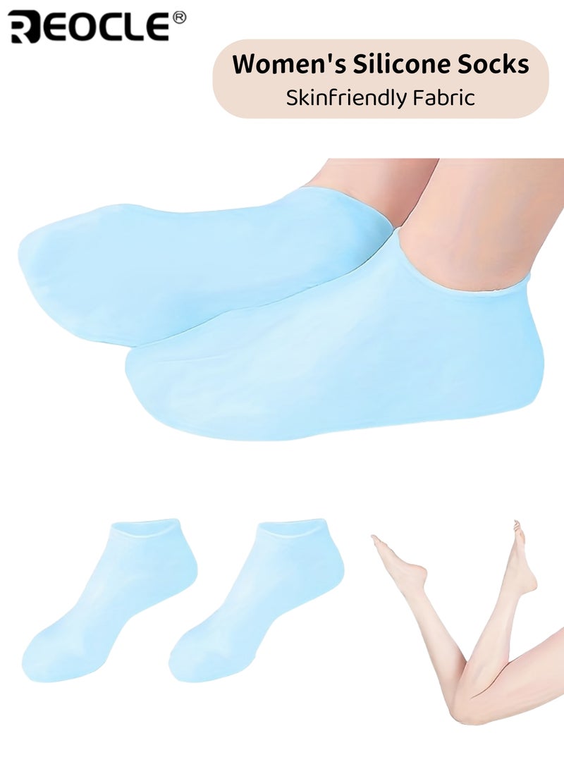 REOCLE 1 Pair Silicone Moisturizing Socks for Spa and Foot Relaxation Intensive Hydration Therapy for Dry Feet Cracked Heels and Rough Skin Softening for Home Spa Care - Image 1