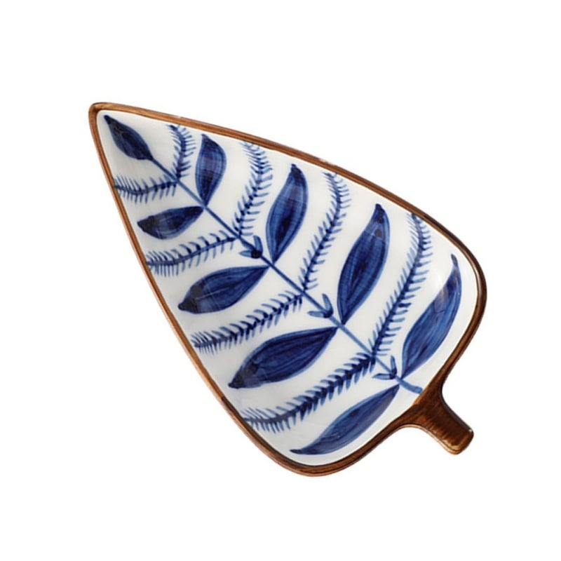 Kallory Ceramic Leaf Shape Hand Painted Colored Glaze Snack Plate Serving Dish For Sauces - Image 2