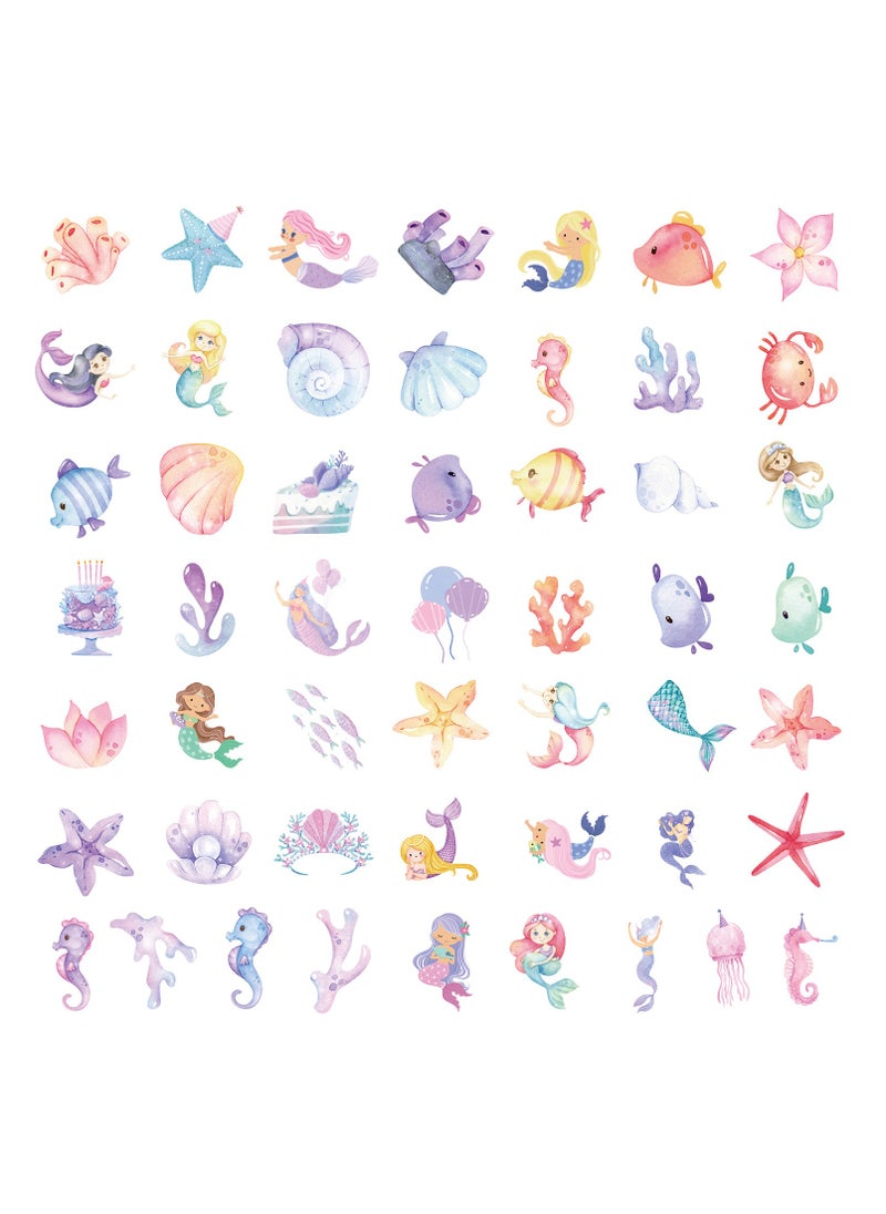ORAINBOW 50 Pcs Mermaid Stickers for Kids Teens Girls Waterproof Aesthetic Cute Sea Stickers for Water Bottle Laptop Phone Scrapbook Skateboard Vinyl Stickers for Water Bottles  - Image 3