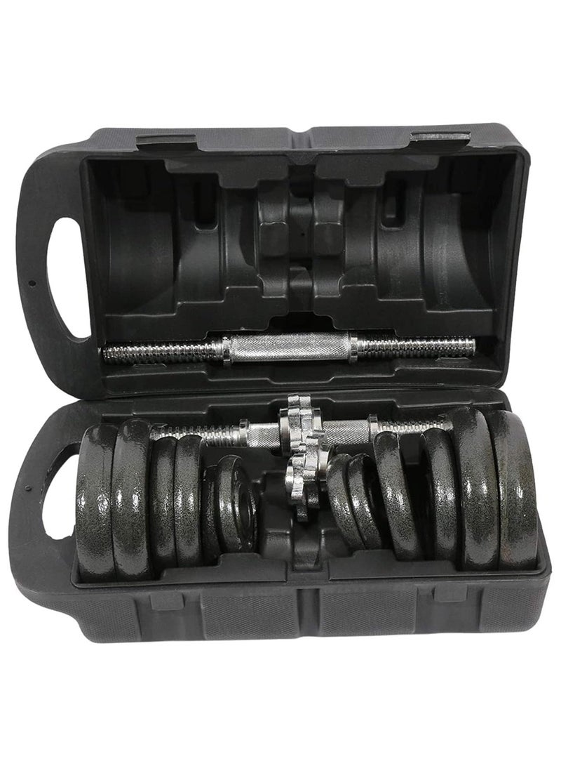 KUYING 20KG cast iron adjustable dumbbell set, dumbbell bag, solid dumbbell handle, can be converted into barbell through the connecting rod, for fitness, weight lifting, training  - Image 1