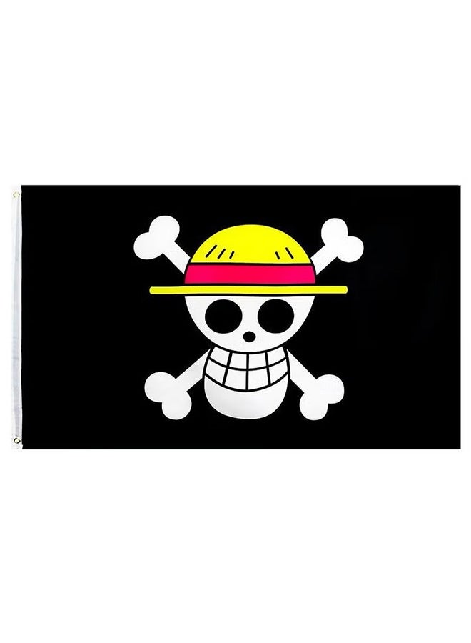 واي جيه قطعة واحدة من علم الأنمي لوفي -90 × 150 سم، أسود - Image 1