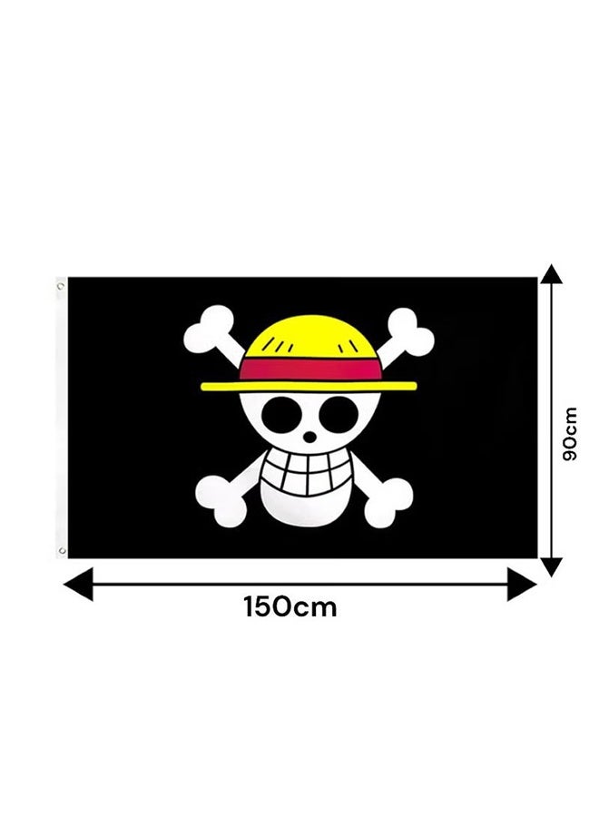 واي جيه قطعة واحدة من علم الأنمي لوفي -90 × 150 سم، أسود - Image 4