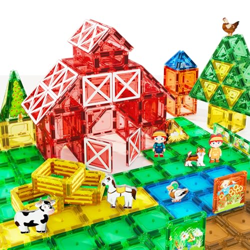 Matchtiles Magnetic Tiles Farm Animals Set Immersive Storytelling Building Blocks for Toddlers 35 3D Farm House STEM Toys with UVPrinted Realistic Animals Compatible with All Major Brands - Image 1