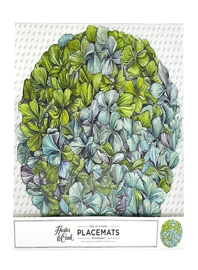 Hester & Cook Hydrangea Floral Round Paper Placemats - Disposable Placemats for Dining Table for Spring Summer Season - 12 Sheets Per Pad American Made - Image 1