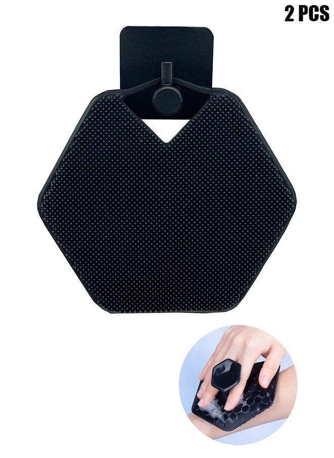 HY Silicone Body Scrubber & Storage Hook, Handheld Shower Cleansing Brush Silicone Body Scrubber Shower Gentle Exfoliating and Massage for All Kinds of Skin (Black)  - Image 1