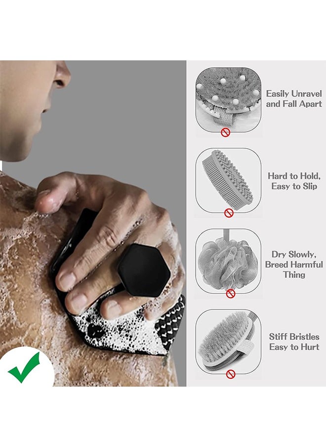 HY Silicone Body Scrubber & Storage Hook, Handheld Shower Cleansing Brush Silicone Body Scrubber Shower Gentle Exfoliating and Massage for All Kinds of Skin (Black)  - Image 5