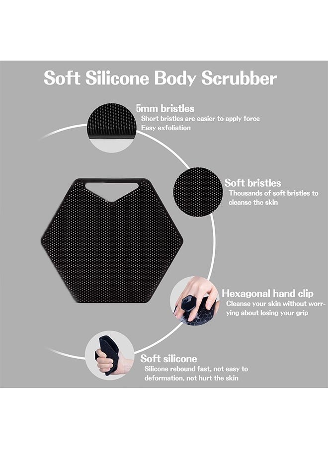 HY Silicone Body Scrubber & Storage Hook, Handheld Shower Cleansing Brush Silicone Body Scrubber Shower Gentle Exfoliating and Massage for All Kinds of Skin (Black)  - Image 3
