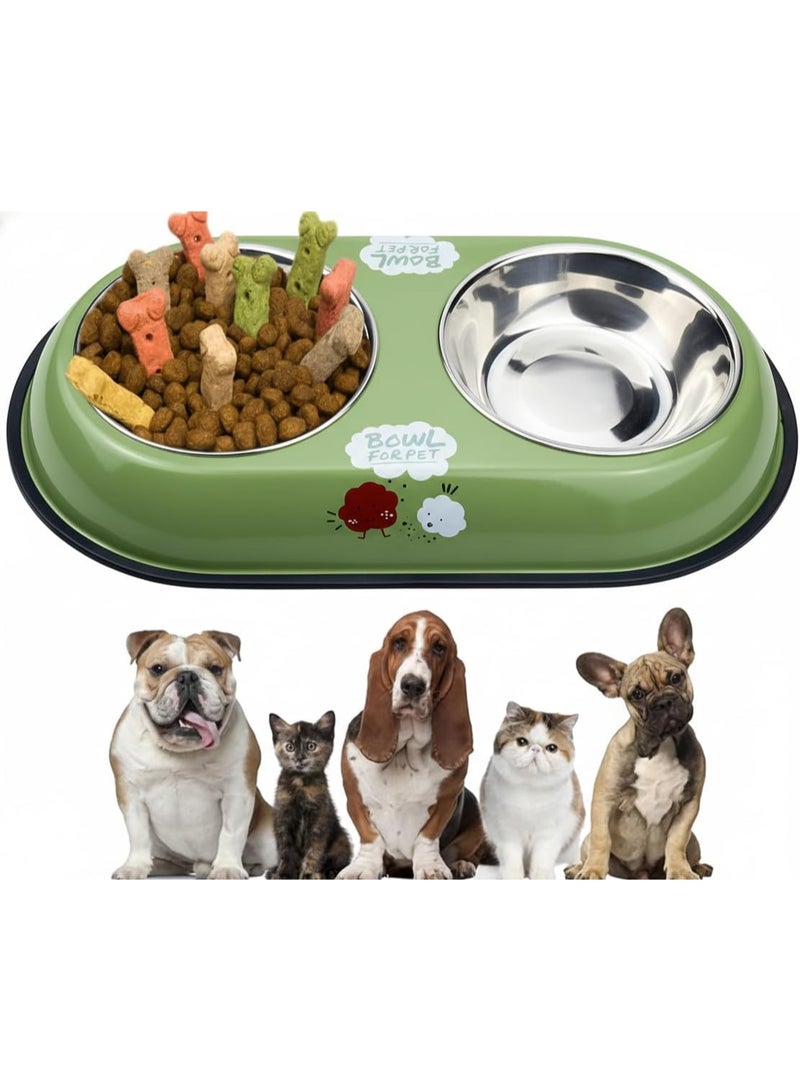 Double Stainless Steel Pet Food and Water Bowl – Dual Dish with Non-Slip Base, Large Capacity, Rust Resistant, Easy to Clean – Suitable for Cats and Dogs - Image 1