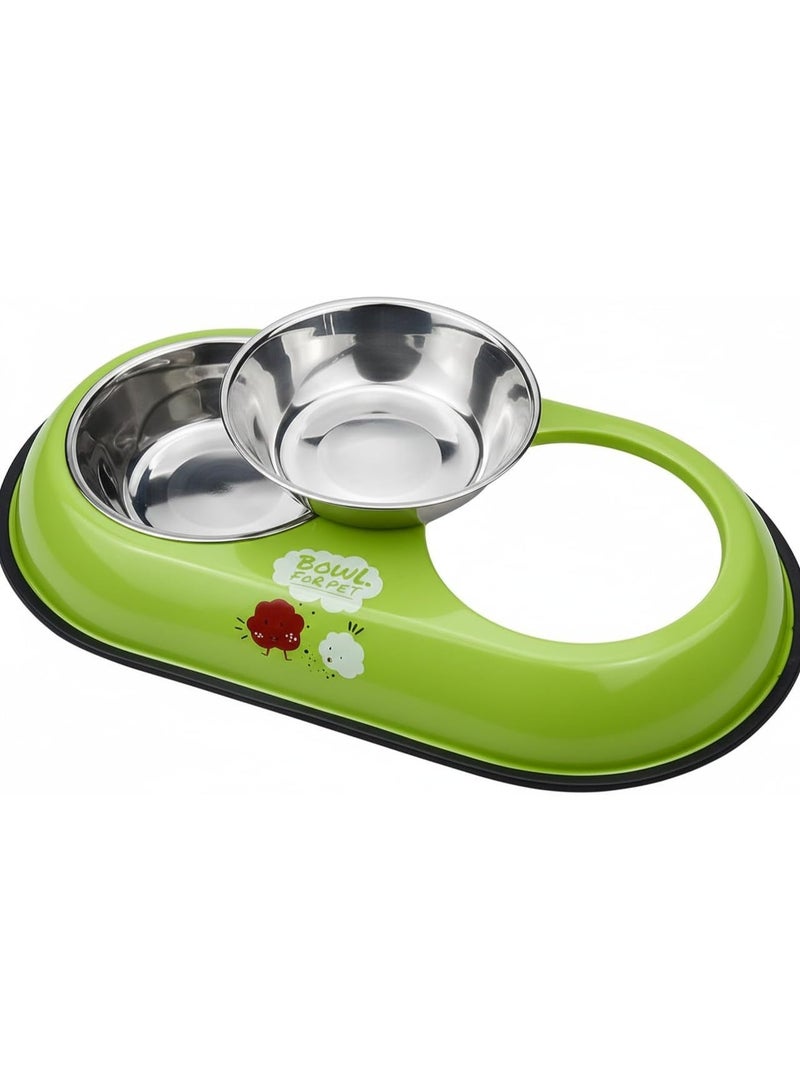 Double Stainless Steel Pet Food and Water Bowl – Dual Dish with Non-Slip Base, Large Capacity, Rust Resistant, Easy to Clean – Suitable for Cats and Dogs - Image 2